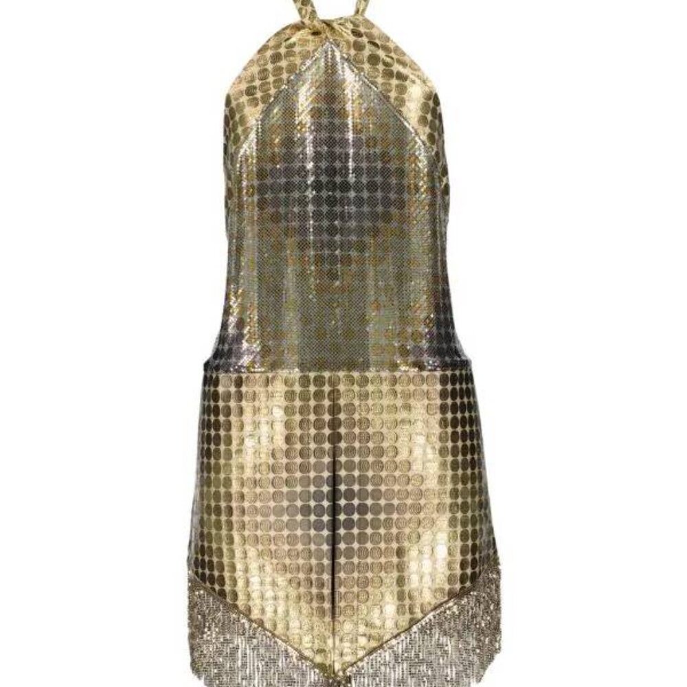 Paco Rabanne Metallic Mesh Halter Top Sz-42
